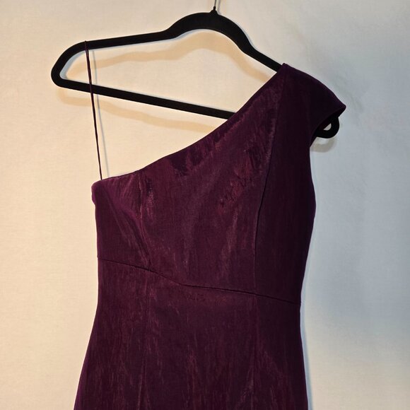 JASMINE DI MILO Old Money Silky Plum One-Shoulder Bodycon Mini Dress Size US 4. - Picture 4 of 17